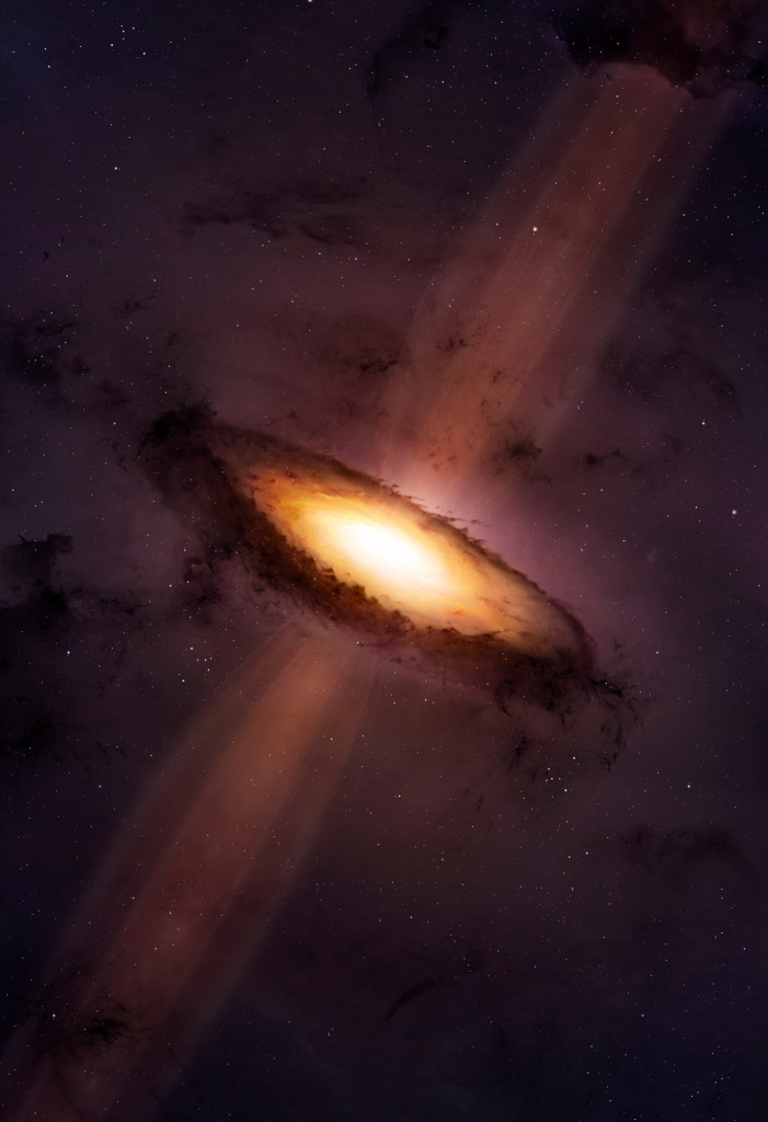 Outflow from young star, illustration