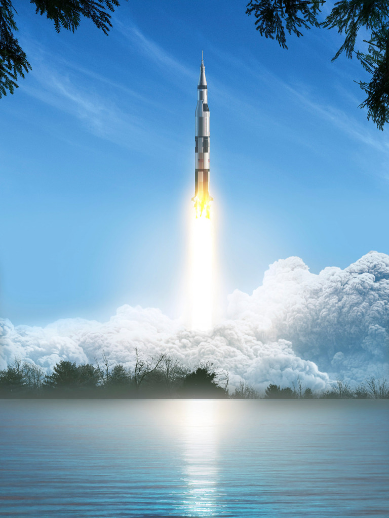 Saturn 5 rocket during launch, illustration