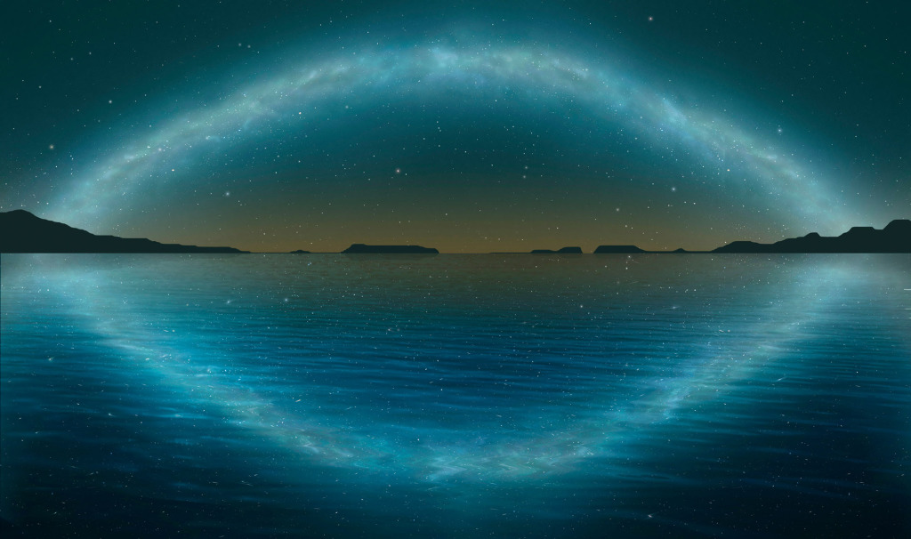 Milky Way over Water, illustration