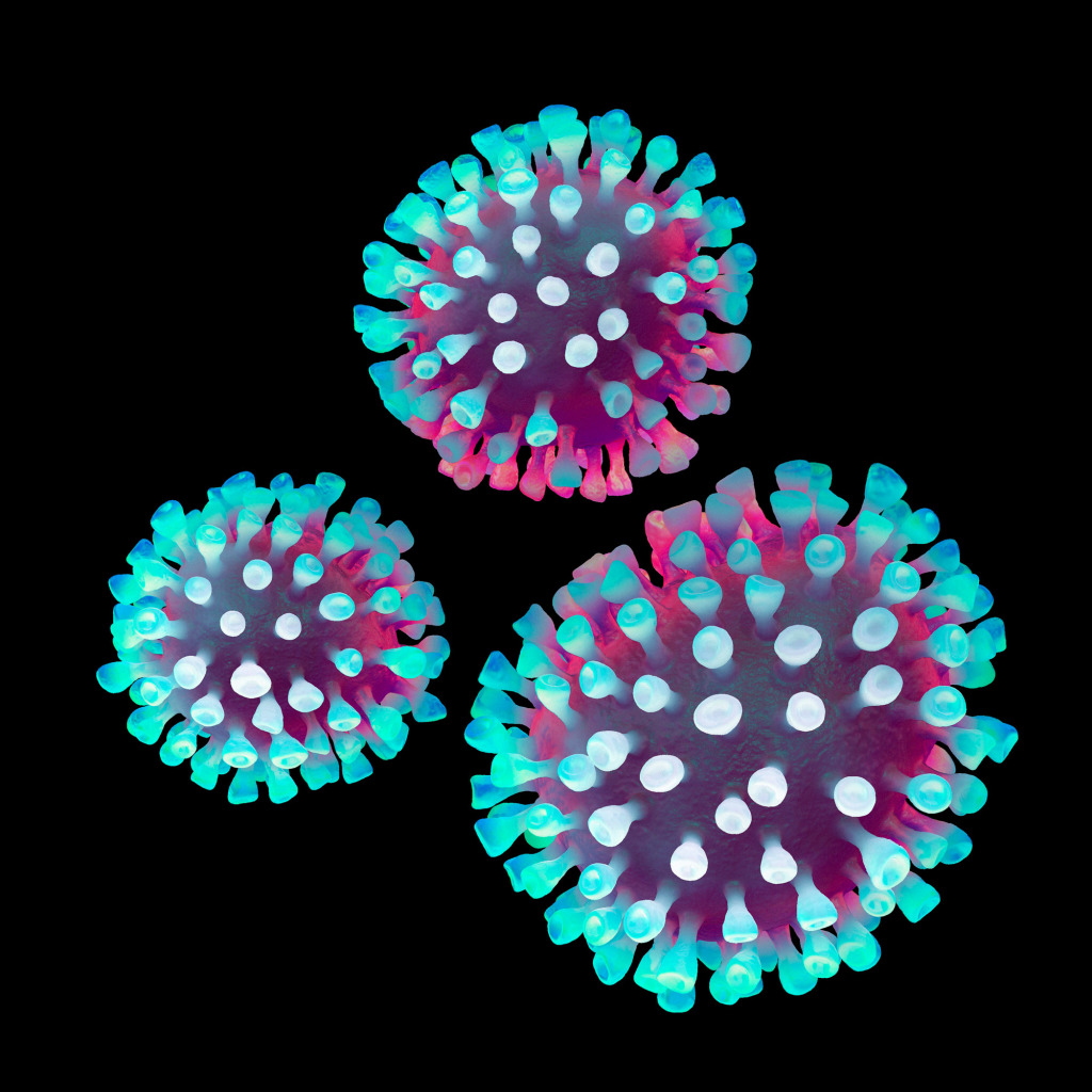 Coronavirus particles, illustration