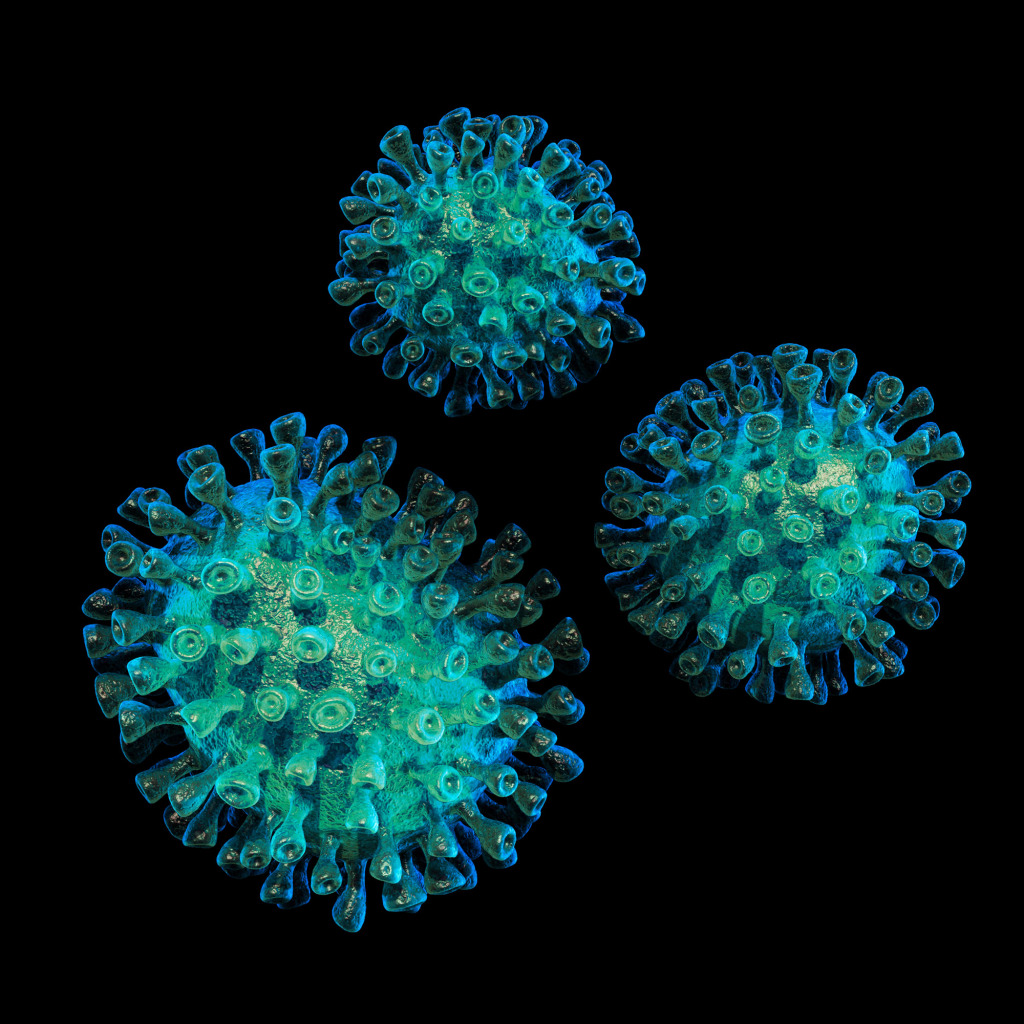 Coronavirus particles, illustration