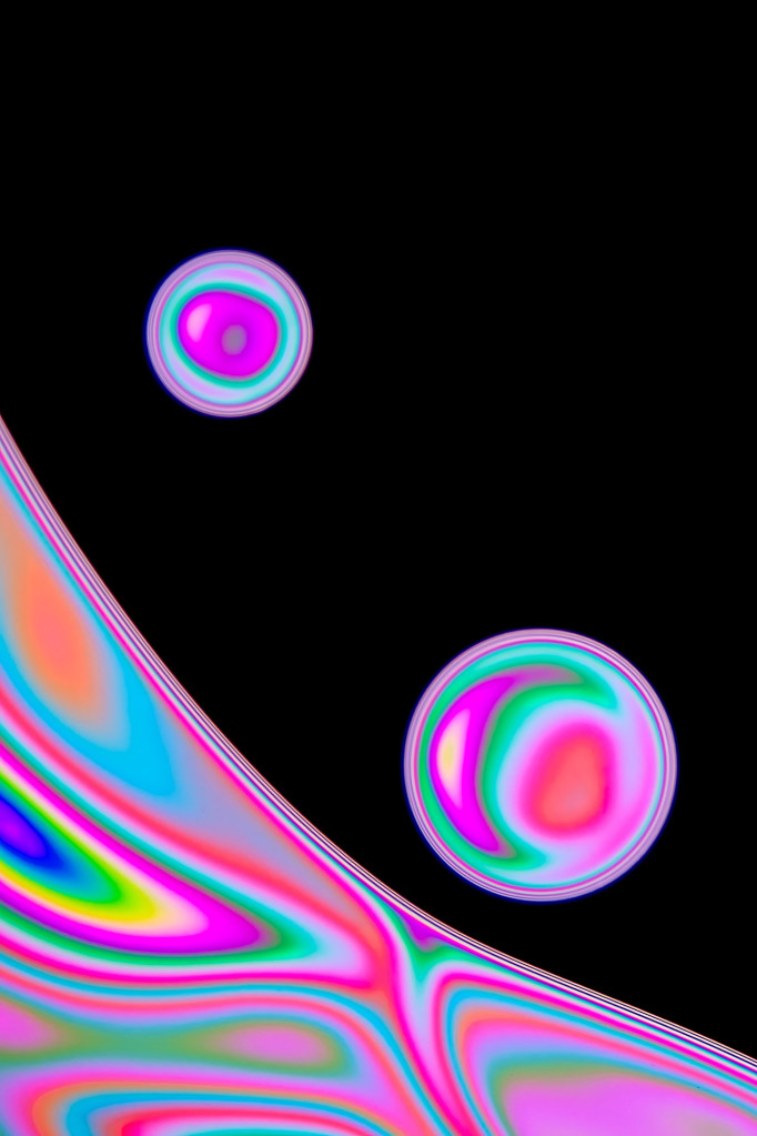 Soap bubble film iridescence, light micrograph