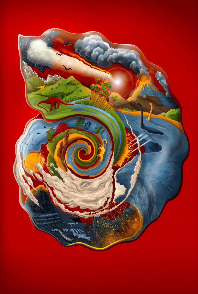 K-T extinction event, conceptual illustration