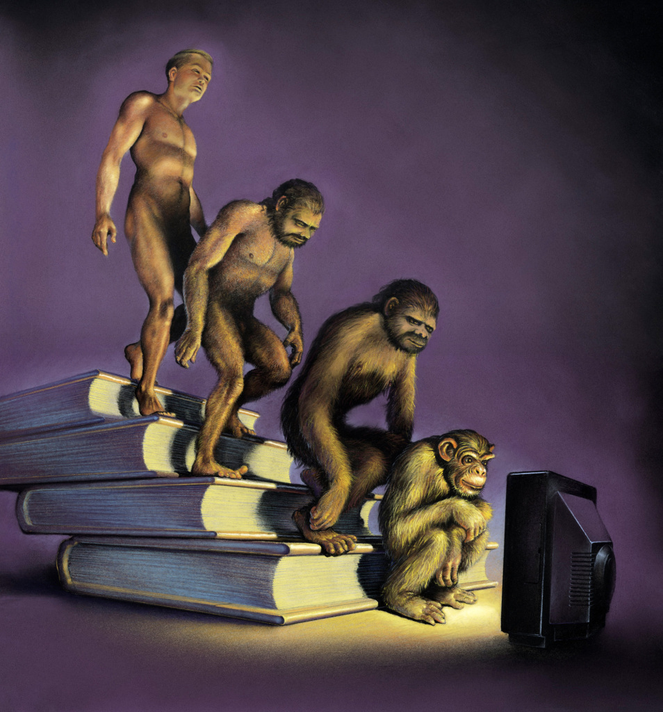 De-evolving, conceptual image