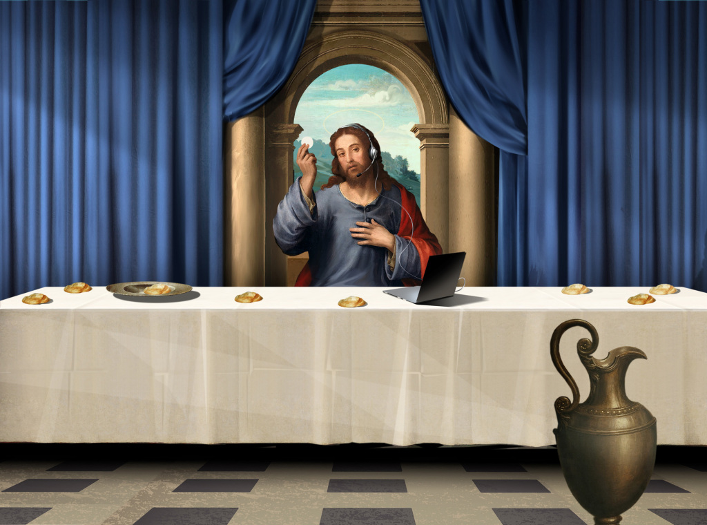 Video conferencing, conceptual illustration