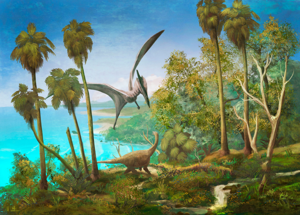 Hatzegopteryx pterosaur hunting, illustration