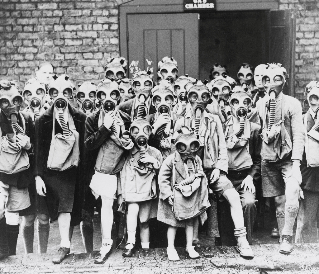 Children in gas masks